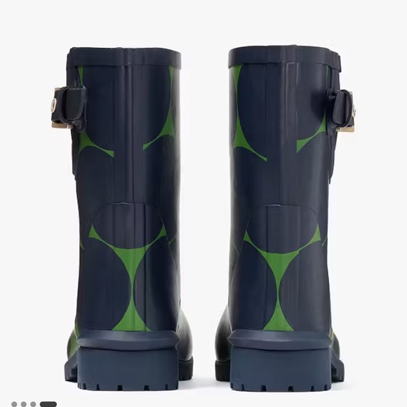 Kate Spade Green and Black Mid-Calf Rain Boots - Picture 3 of 6